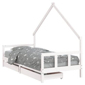 Estructura de cama infantil con cajones madera negro 90x190 cm