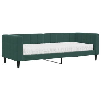 Sofá Cama Con Colchón Terciopelo Verde Oscuro 80x200 Cm Vidaxl