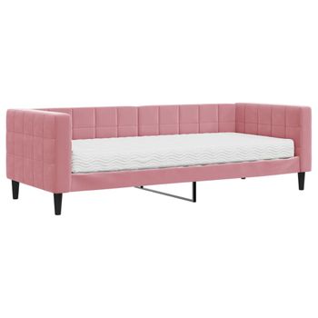 Sofá Cama Con Colchón Terciopelo Rosa 80x200 Cm Vidaxl