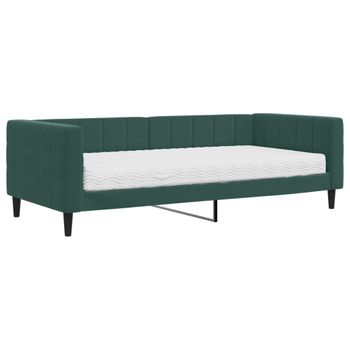 Sofá Cama Con Colchón Terciopelo Verde Oscuro 90x200 Cm Vidaxl