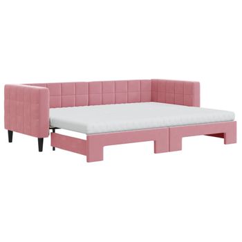 Sofá Cama Nido Con Colchón Terciopelo Rosa 80x200 Cm Vidaxl