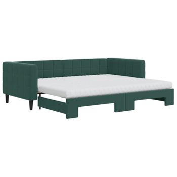 Sofá Cama Nido Con Colchón Terciopelo Verde Oscuro 90x200 Cm Vidaxl