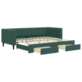 Sofá Cama Nido Con Cajones Terciopelo Verde Oscuro 90x200 Cm Vidaxl