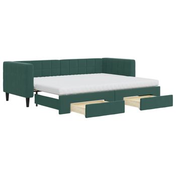 Sofá Cama Nido Con Cajones Terciopelo Verde Oscuro 80x200 Cm Vidaxl