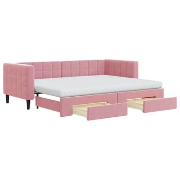 Sofá Cama Nido Con Cajones Terciopelo Rosa 80x200 Cm Vidaxl