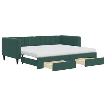 Sofá Cama Nido Con Cajones Terciopelo Verde Oscuro 90x200 Cm Vidaxl