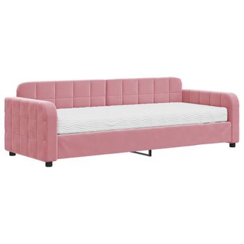 Sofá Cama Con Colchón Terciopelo Rosa 80x200 Cm Vidaxl