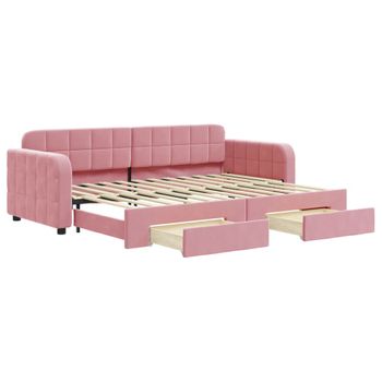 Sofá Cama Nido Con Cajones Terciopelo Rosa 80x200 Cm Vidaxl