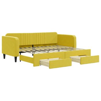 Sofá Cama Nido Con Cajones Terciopelo Amarillo 90x200 Cm Vidaxl