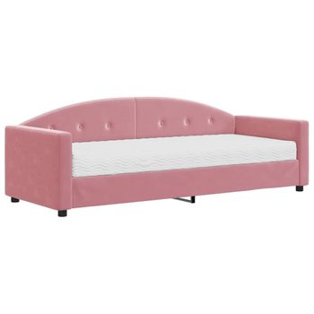 Sofá Cama Con Colchón Terciopelo Rosa 80x200 Cm Vidaxl