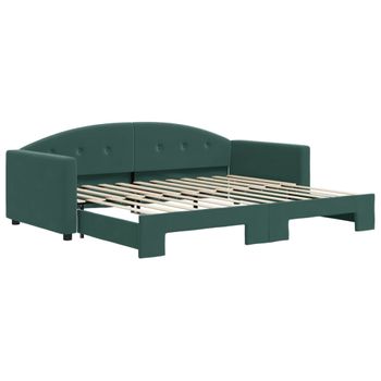 Sofá Cama Nido Terciopelo Verde Oscuro 90x200 Cm Vidaxl