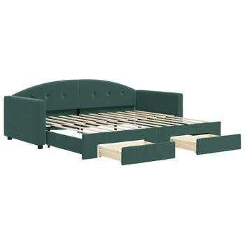 Sofá Cama Nido Con Cajones Terciopelo Verde Oscuro 90x200 Cm Vidaxl