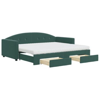 Sofá Cama Nido Con Cajones Terciopelo Verde Oscuro 90x200 Cm Vidaxl