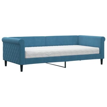 Sofá Cama Con Colchón Terciopelo Azul 90x200 Cm Vidaxl