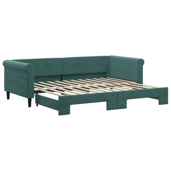 Sofá Cama Nido Terciopelo Verde Oscuro 90x200 Cm Vidaxl