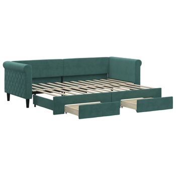 Sofá Cama Nido Con Cajones Terciopelo Verde Oscuro 80x200 Cm Vidaxl