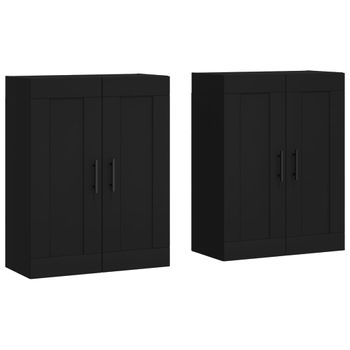 Armarios De Pared 2 Uds Madera De Ingeniería Negro Vidaxl