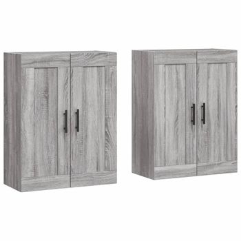 Armarios De Pared 2 Uds Madera De Ingeniería Gris Sonoma Vidaxl