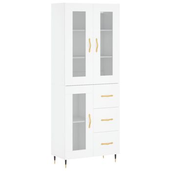 Mueble Recibidor Alto Con Espejo KENY, Con Estantes Y Almacenaje. 186x61x29  Cm. Gris Ceniza Y Blanco