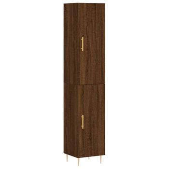 Aparador Alto Madera Contrachapada Roble Marrón 34,5x34x180 Cm Vidaxl