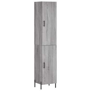 Aparador Alto Madera Contrachapada Gris Sonoma 34,5x34x180 Cm Vidaxl