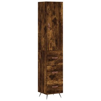 Aparador De Madera Contrachapada Roble Ahumado 34,5x34x180 Cm Vidaxl