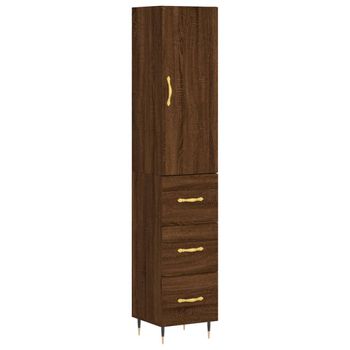 Aparador Alto Madera Contrachapada Roble Marrón 34,5x34x180 Cm Vidaxl