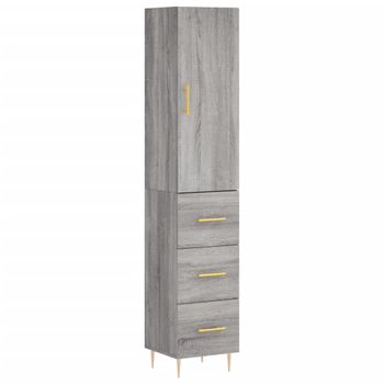 Aparador Alto Madera Contrachapada Gris Sonoma 34,5x34x180 Cm Vidaxl