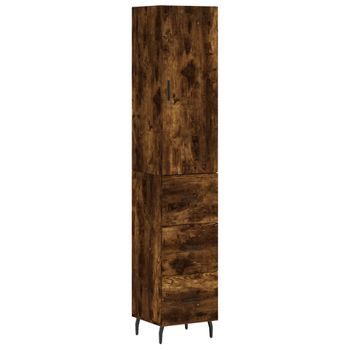 Aparador De Madera Contrachapada Roble Ahumado 34,5x34x180 Cm Vidaxl