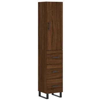 Aparador Alto Madera Contrachapada Roble Marrón 34,5x34x180 Cm Vidaxl