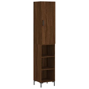 Aparador Alto Madera Contrachapada Roble Marrón 34,5x34x180 Cm Vidaxl