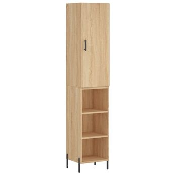 Aparador De Madera Contrachapada Roble Sonoma 34,5x34x180 Cm Vidaxl