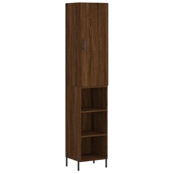 Aparador Alto Madera Contrachapada Roble Marrón 34,5x34x180 Cm Vidaxl