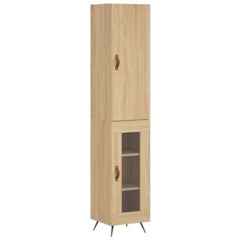 Aparador De Madera Contrachapada Roble Sonoma 34,5x34x180 Cm Vidaxl