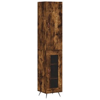 Aparador De Madera Contrachapada Roble Ahumado 34,5x34x180 Cm Vidaxl