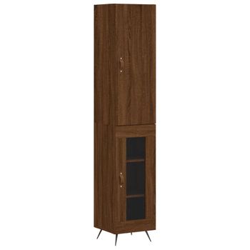 Aparador Alto Madera Contrachapada Roble Marrón 34,5x34x180 Cm Vidaxl