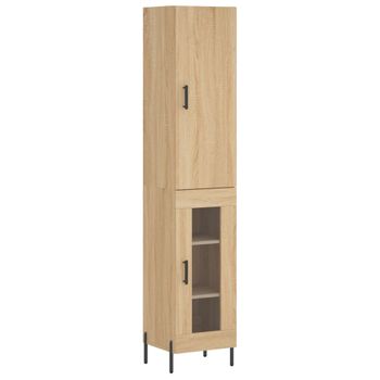 Aparador De Madera Contrachapada Roble Sonoma 34,5x34x180 Cm Vidaxl