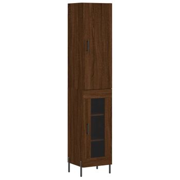 Aparador Alto Madera Contrachapada Roble Marrón 34,5x34x180 Cm Vidaxl