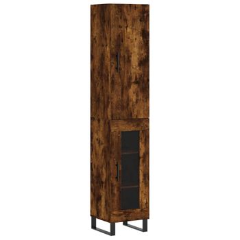 Aparador De Madera Contrachapada Roble Ahumado 34,5x34x180 Cm Vidaxl