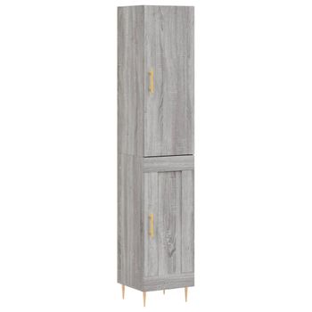 Aparador Alto Madera Contrachapada Gris Sonoma 34,5x34x180 Cm Vidaxl