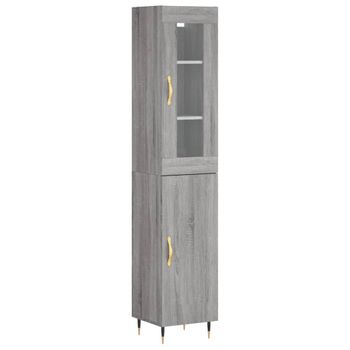 Aparador Alto Madera Contrachapada Gris Sonoma 34,5x34x180 Cm Vidaxl