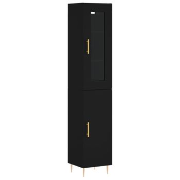 Aparador De Madera Contrachapada Negro 34,5x34x180 Cm Vidaxl