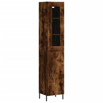 Aparador De Madera Contrachapada Roble Ahumado 34,5x34x180 Cm Vidaxl