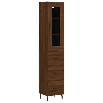 Aparador Alto Madera Contrachapada Roble Marrón 34,5x34x180 Cm Vidaxl