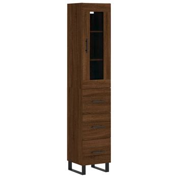 Aparador Alto Madera Contrachapada Roble Marrón 34,5x34x180 Cm Vidaxl