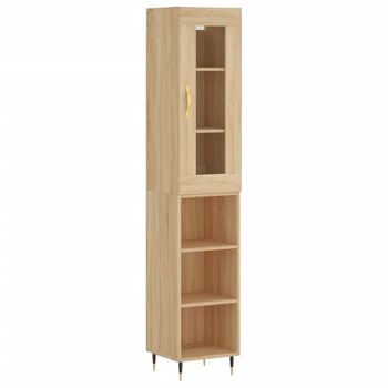 Aparador De Madera Contrachapada Roble Sonoma 34,5x34x180 Cm Vidaxl