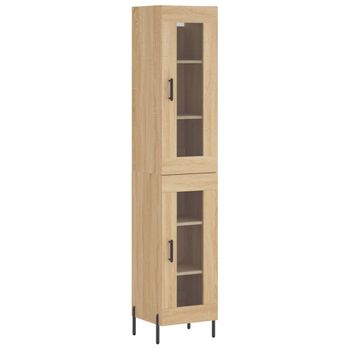 Aparador De Madera Contrachapada Roble Sonoma 34,5x34x180 Cm Vidaxl