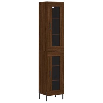 Aparador Alto Madera Contrachapada Roble Marrón 34,5x34x180 Cm Vidaxl