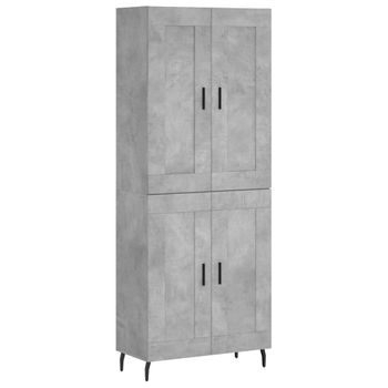 Aparador Alto Madera Contrachapada Gris Hormigón 69,5x34x180 Cm Vidaxl