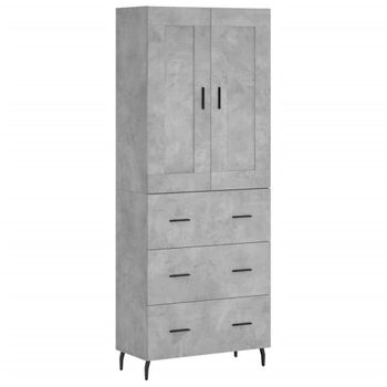 Aparador Alto Madera Contrachapada Gris Hormigón 69,5x34x180 Cm Vidaxl